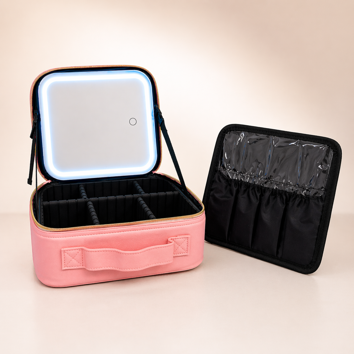 Cosmetiquera con espejo de luz led