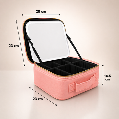Cosmetiquera con espejo de luz led