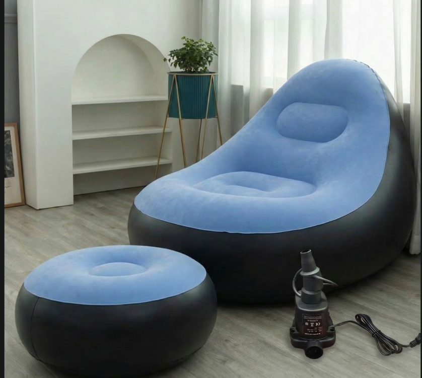COMBO 3 EN 1 SOFA INFLABLE + SILLON INFLABLE + INFLADOR AUTOMATICO