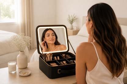 Cosmetiquera con espejo de luz led